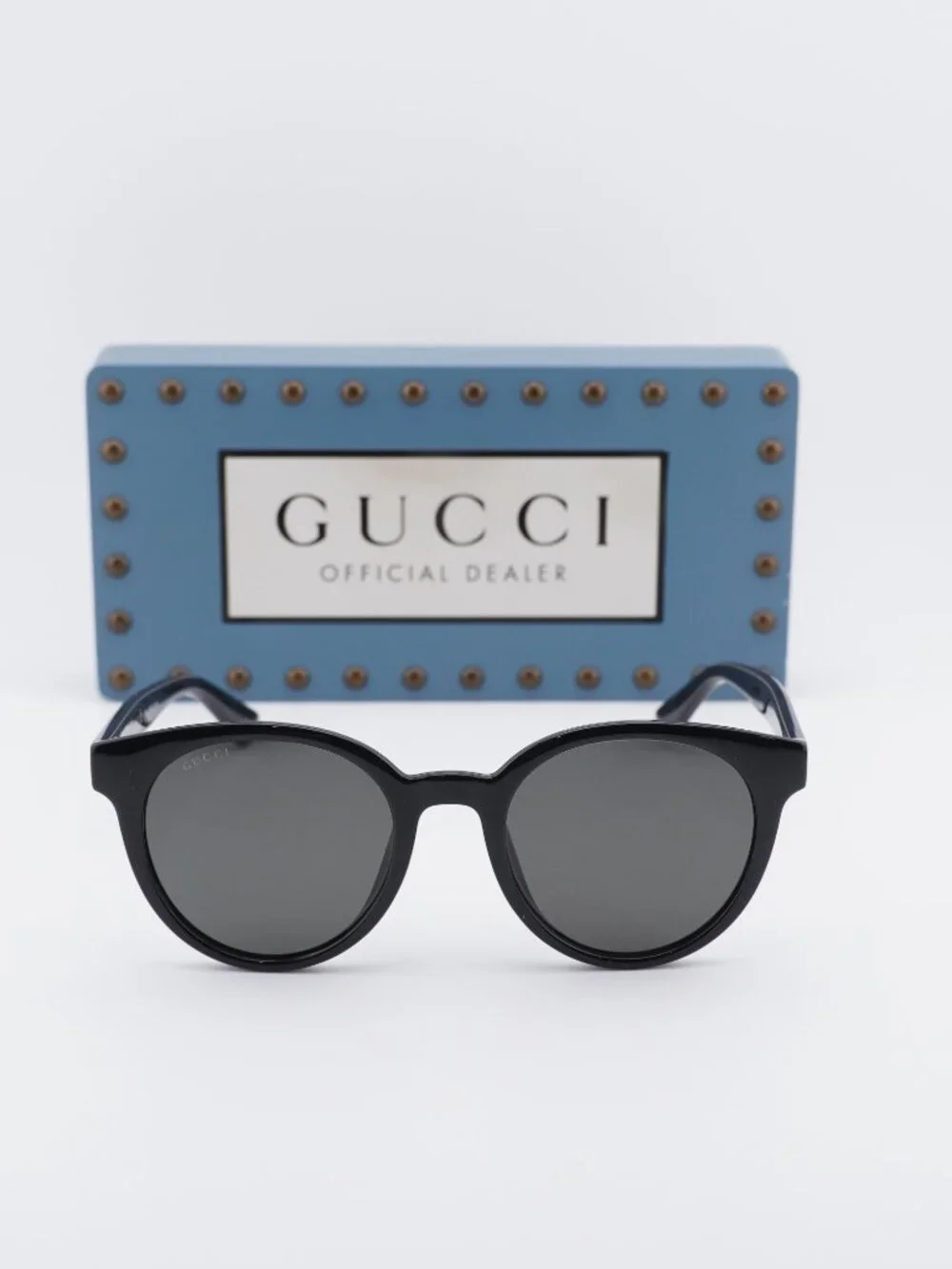 Gucci GG0638SK 002 Round Sunglasses - Shiny Black\Grey